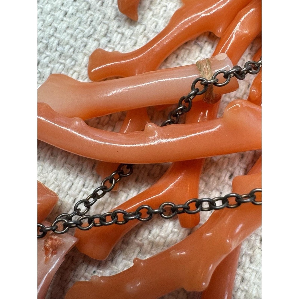Chan Luu Salmon Branch Coral 925 Sterling Statement Bib Necklace 16in - Picture 15 of 16